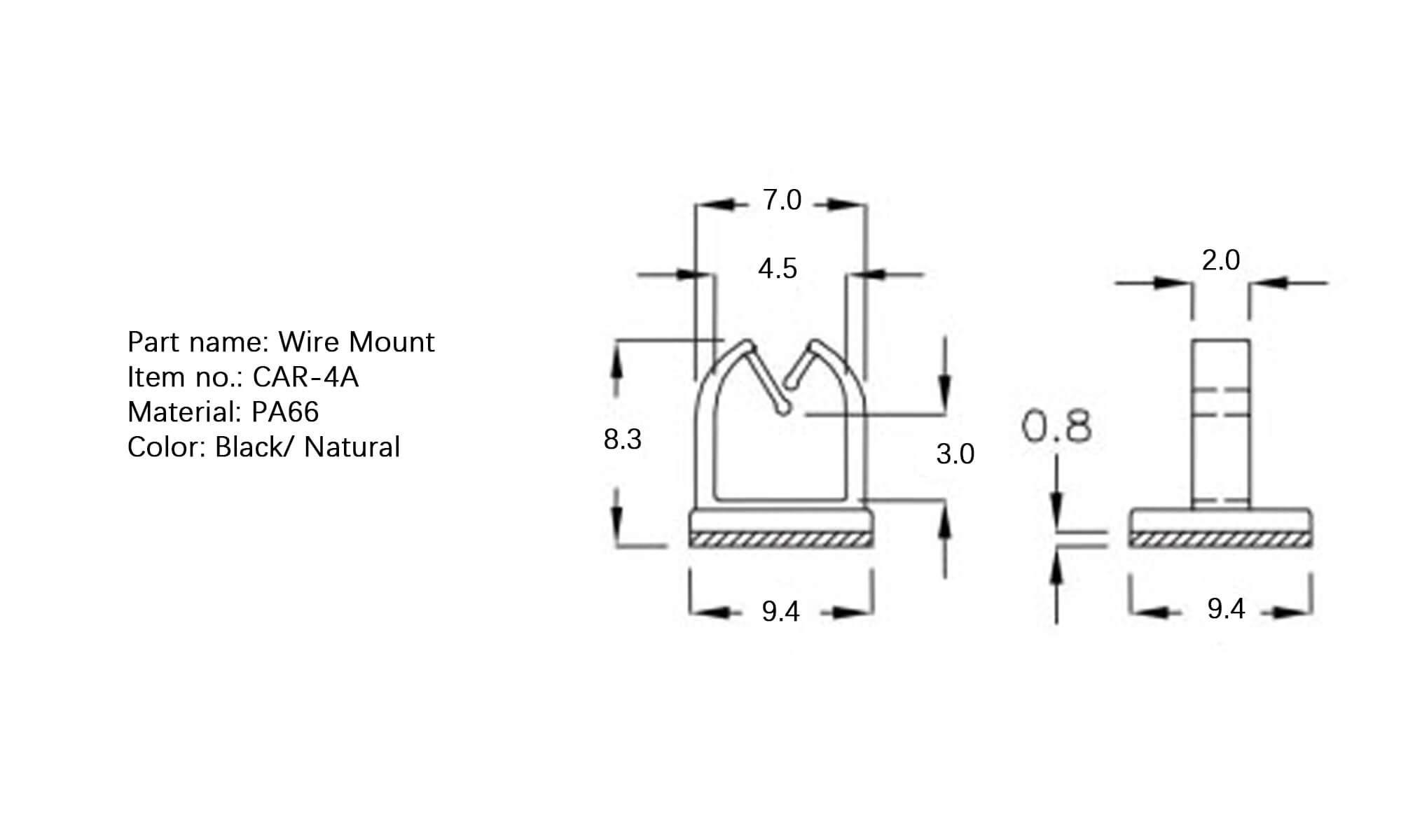 Plastic Wire Mount CAR-4A